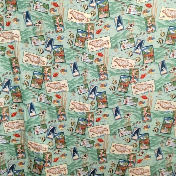 Reyn Spooner Fabric Material Rayon Caribbean Cruises Jamaica Fish Beach 81x58" - Picture 2 of 12